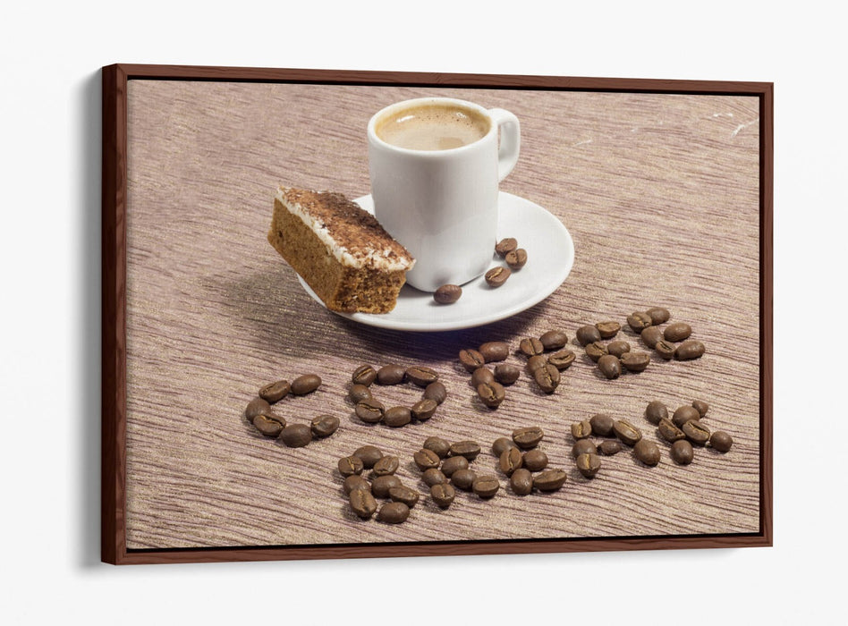 Canvas Wall Art Print - Coffee Cafe Kitchen Decor | Float Effect, Ready To Hang