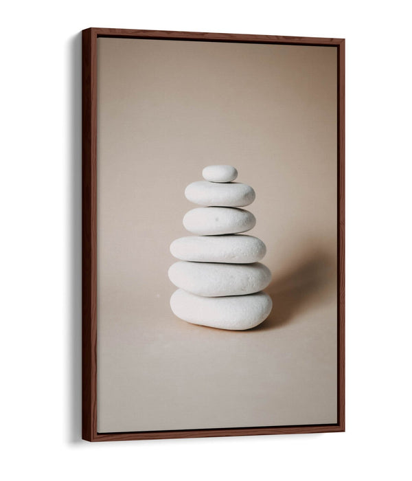 Zen Stones Wall Art – Stacked Stone Artwork Canvas With Float Effect Frame