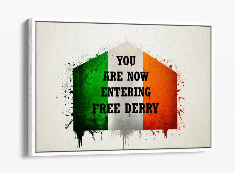 Derry Canvas Art – Irish Flag Canvas With Float Effect | Handmade UK Wall Decor