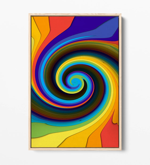 Abstract Canvas Wall Art - Colourful Swirl Print With Float Effect Frame