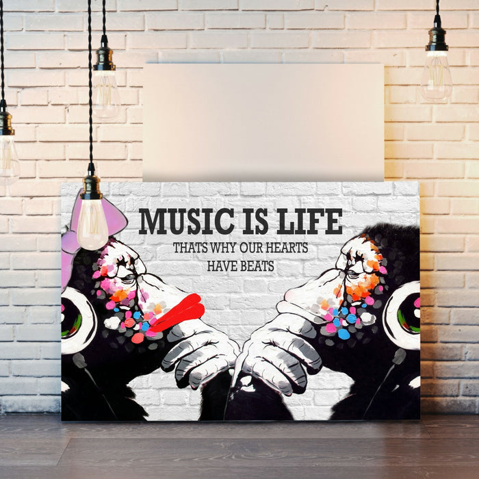 MONKEY DJ BANKSY MUSIC IS LIFE CANVAS STREET WALL ART PRINT ARTWORK GORILLA