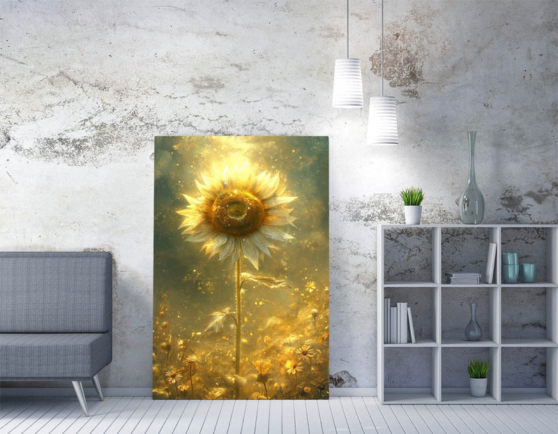 Sunflower Canvas Art - Glowing Underwater Floral Print | Premium Varnish Finish