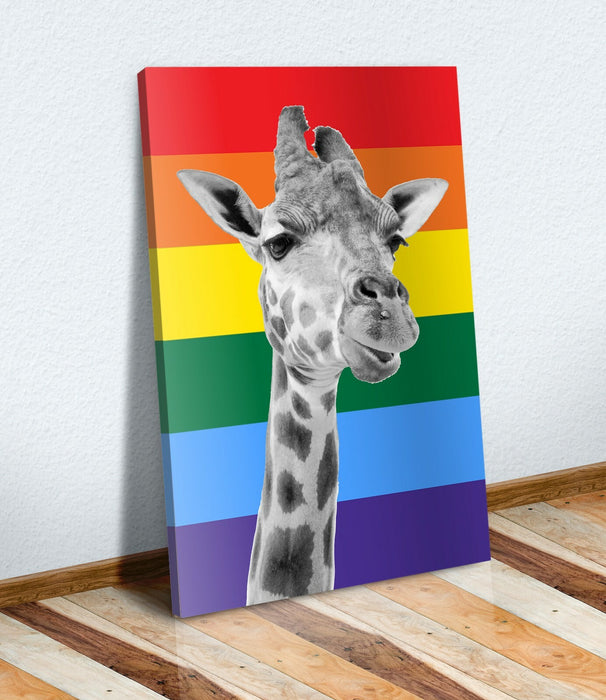 Giraffe Canvas Art - Rainbow Wall Art | LGBT Pride Artwork on Satin Finish Canvas