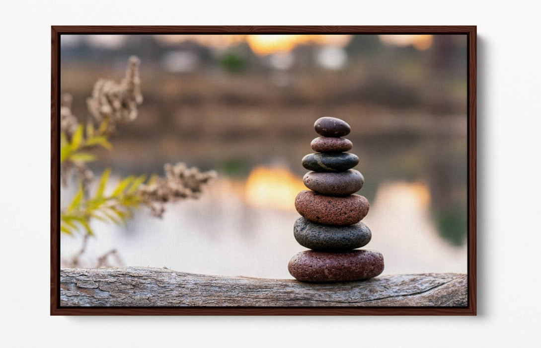 Zen Stones Canvas - Float Effect Canvas Wall Art With Stacked Stones Decor
