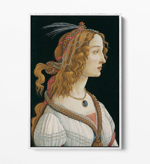 SANDRO BOTTICELLI, PORTRAIT OF A YOUNG WOMAN -FLOAT EFFECT CANVAS WALL ART PRINT