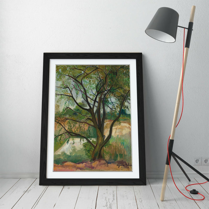 Framed Wall Art - Suzanne Valadon Tree Art Poster With Woodgrain Frame