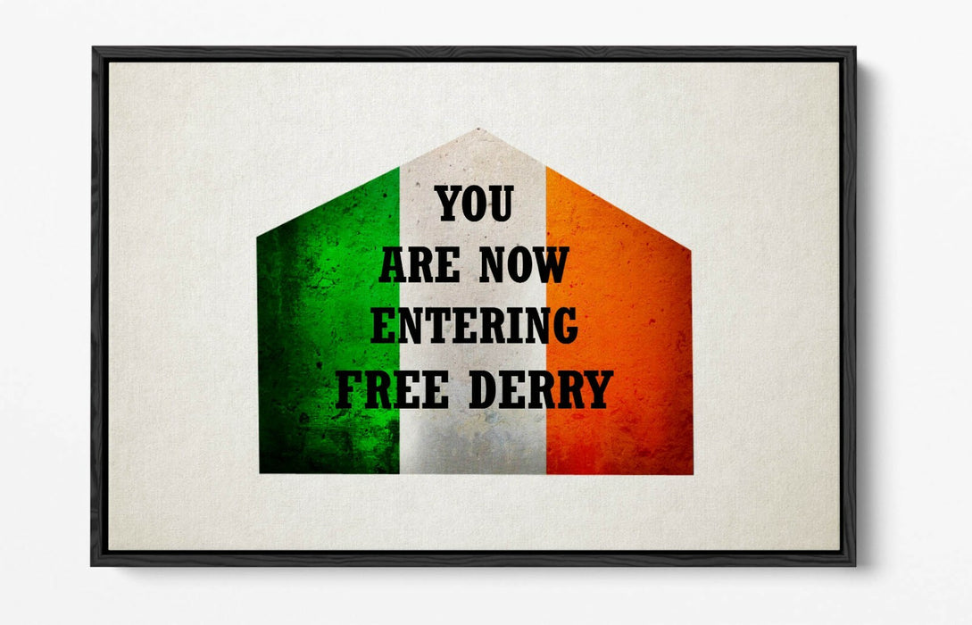 FREE DERRY CORNER IRISH FLAG, DERRY GIRLS  -FLOAT EFFECT CANVAS ART PRINT