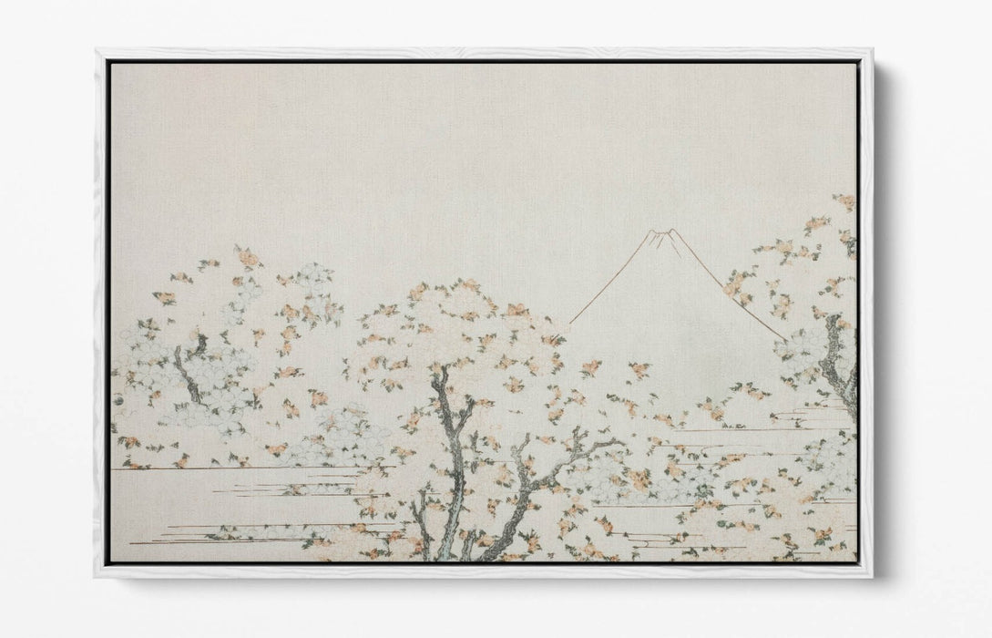 Float Effect Canvas Art – Mount Fuji Artwork With Japanese Cherry Trees Print | Handmade UK Canvas
