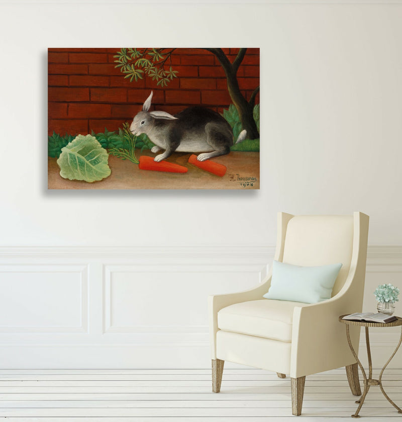 Canvas Wall Art – Framed Canvas Print The Rabbits Meal Artwork by Henri Rousseau
