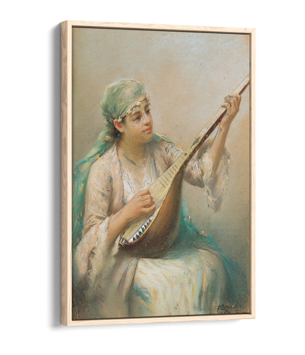 Float Effect Canvas Art - Woman Playing Instrument | Premium 30mm Deep Frame