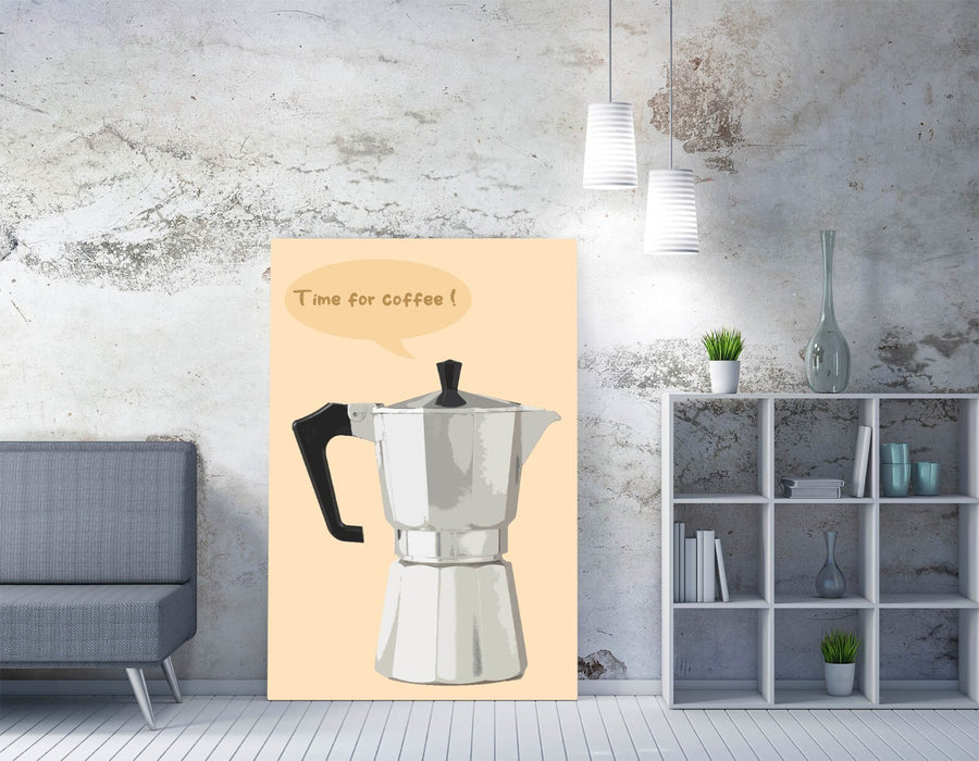 Moka Pot Canvas - Handmade Coffee Quote Canvas Wall Art for Kitchen Decor