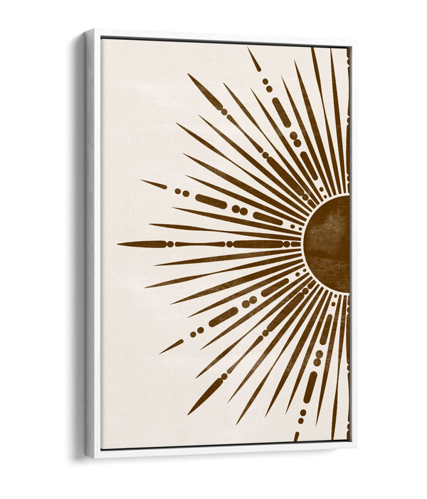 Boho Canvas Wall Art - Bronze Sun Illustration | Float Effect Canvas Print