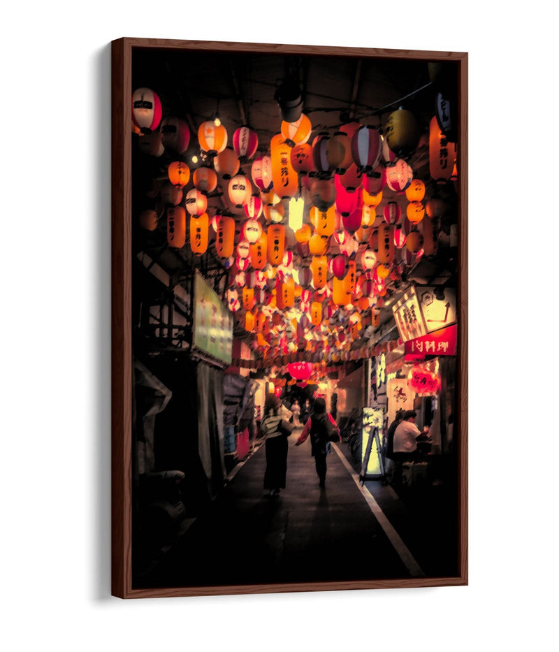 Canvas Wall Art – Tokyo Street Asian Lantern Print with Floating Frame Effect
