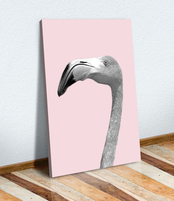 Flamingo Canvas Wall Art – Black And White Yellow Pink Vibrant Animal Painting