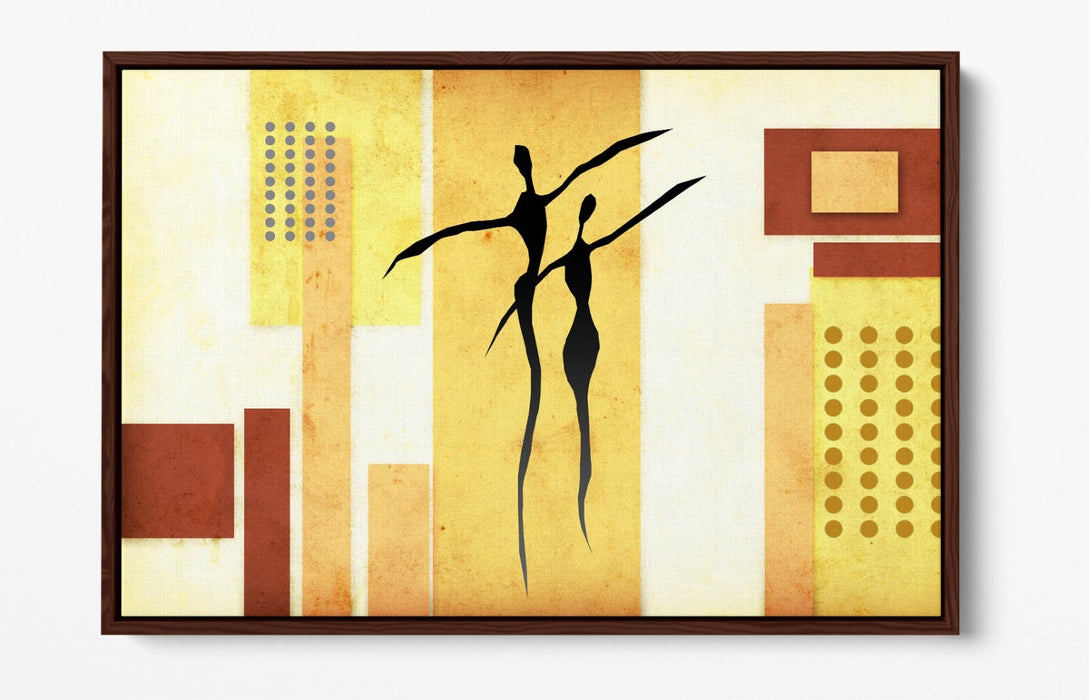 Float Effect Canvas Art - Beige Abstract Shapes Bedroom Wall Decor | Premium Varnish Finish