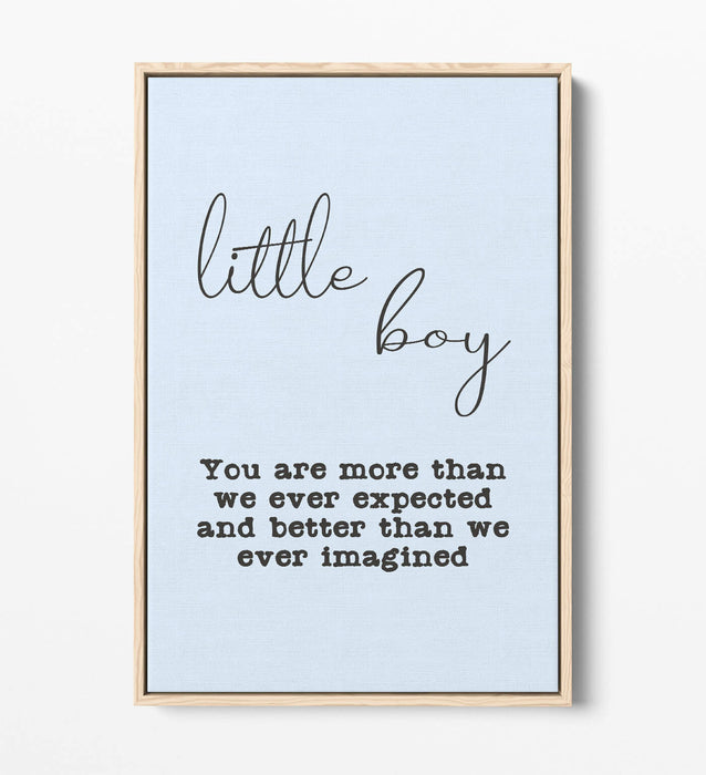 "LITTLE BOY" NURSERY BABY ROOM QUOTE SLOGAN -FLOAT EFFECT CANVAS WALL ART PRINT