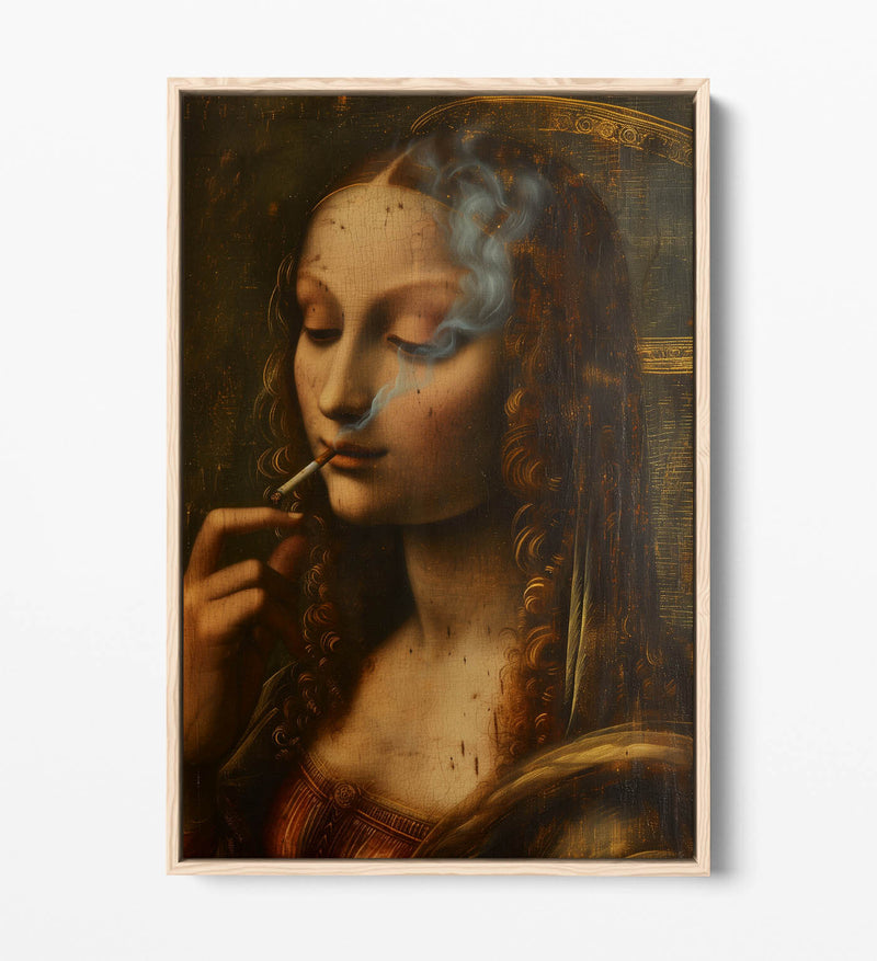 Canvas Art Print – Renaissance Smoking Woman | Modern Float Effect Wall Decor