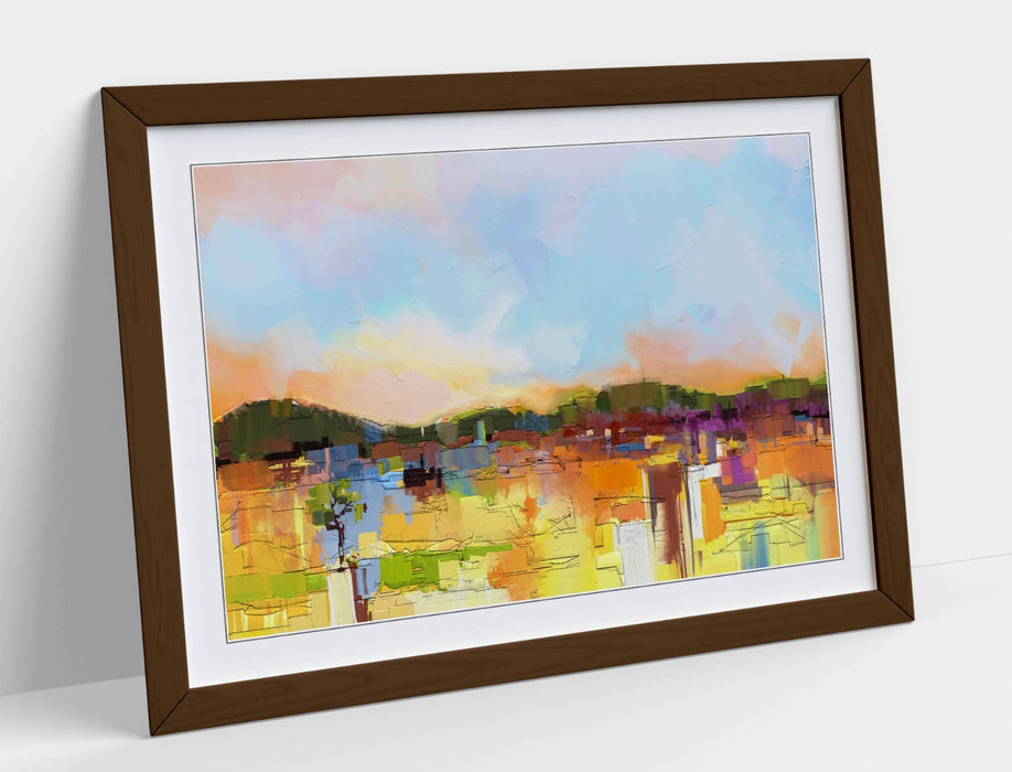Framed Wall Art - Abstract Colourful Landscape Print | UK Made Home Decor Poster
