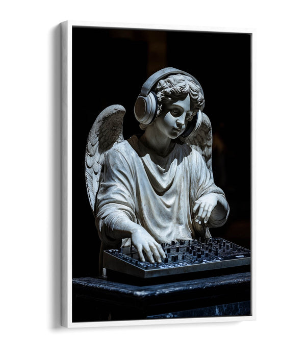 Float Effect Canvas Art - Cool DJ Angel Statue Contemporary Wall Print