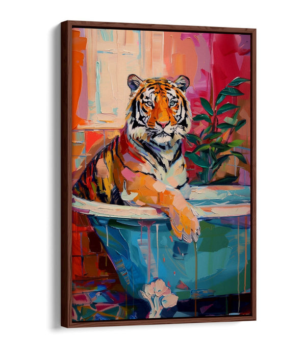 Tiger Canvas Art - Multi Colour Float Effect Canvas Wall Decor With 30mm Deep Frame