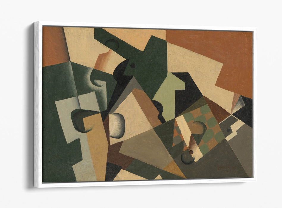 JUAN GRIS, GLASS AND CHECKERBOARD -FLOAT EFFECT CANVAS WALL ART PRINT