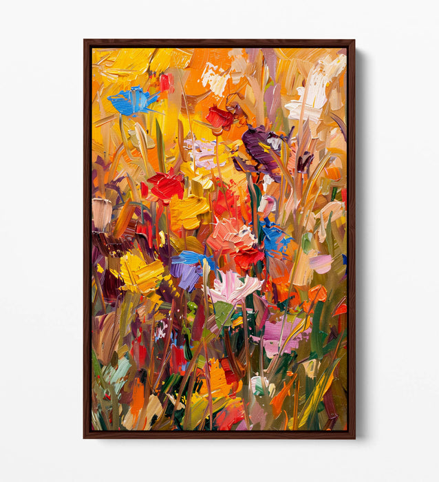 BOUQUET FLOWERS YELLOW IMPRESSIONIST STYLE DECOR FLOAT EFFECT CANVAS ART PRINT