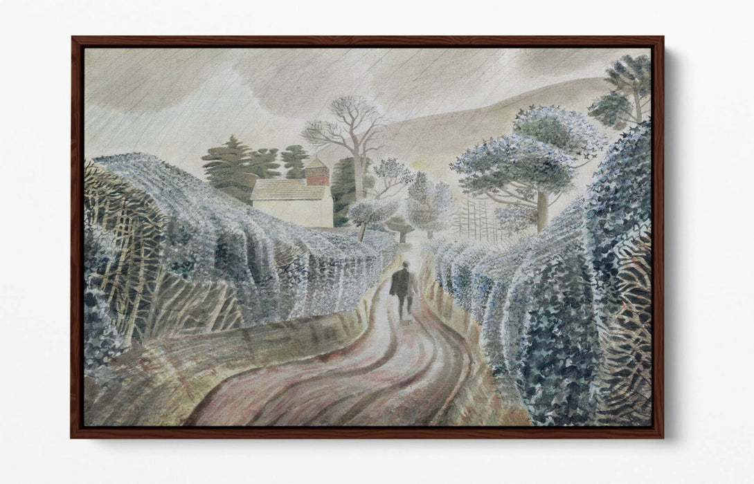 ERIC RAVILIOUS WET AFTERNOON FLOAT EFFECT CANVAS WALL ART PIC PRINT- WHITE