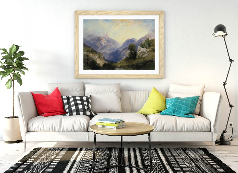 Thomas Moran Wall Art - Framed Yellowstone Poster with Woodgrain Frame Finish