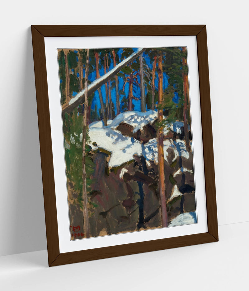 Framed Art Poster – Spring Sun Artwork by Askeli Gallen-Kallela | Wood Grain Frame