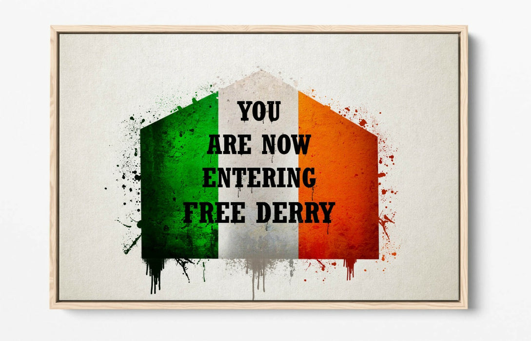 FREE DERRY CORNER IRISH FLAG SPLASH, DERRY GIRLS  -FLOAT EFFECT CANVAS ART PRINT
