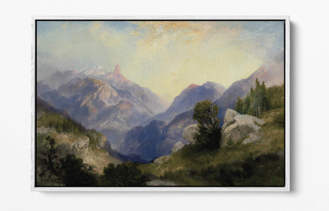 THOMAS MORAN, INDEX PEAK YELLOWSTONE -FLOAT EFFECT CANVAS WALL ART PIC PRINT