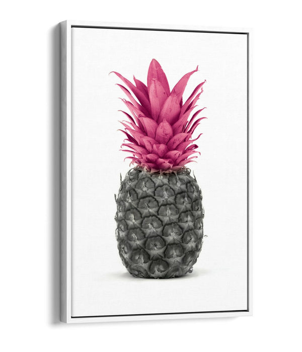 Canvas Wall Art - Pink Pineapple Float Effect | Handmade Black White Graffiti Print