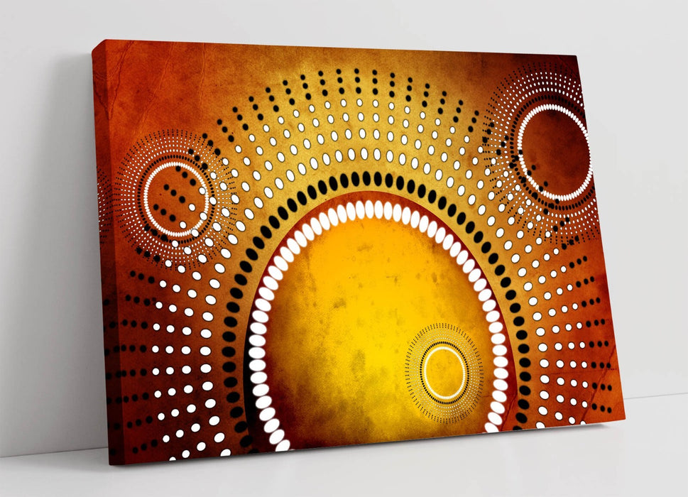 Canvas Wall Art - Yellow Sun Abstract Shapes Framed Bedroom Decor Print