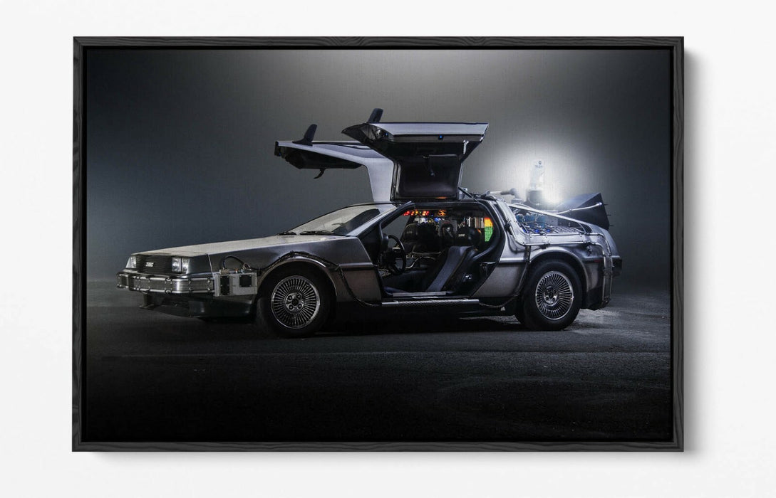 De Lorean Canvas Art – Back to the Future Print | Float Effect, Ready to Hang