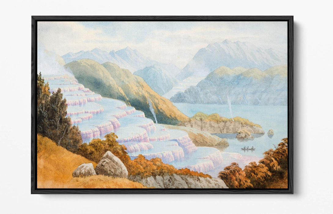 Canvas Wall Art - John Hoyte Pink Terraces Float Effect Premium Frame Print