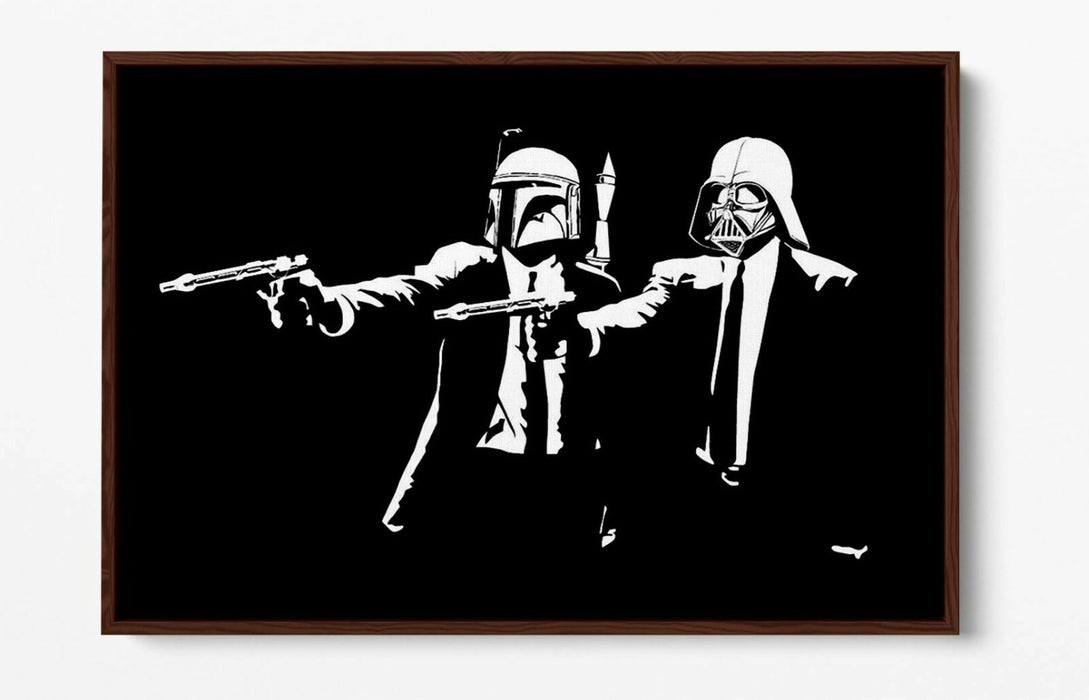Canvas Wall Art – Pulp Fiction Star Wars Float Effect Black & White Print