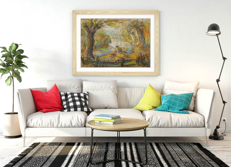 Framed Wall Art Poster - Ludovit Varga By The River, Handmade UK Print