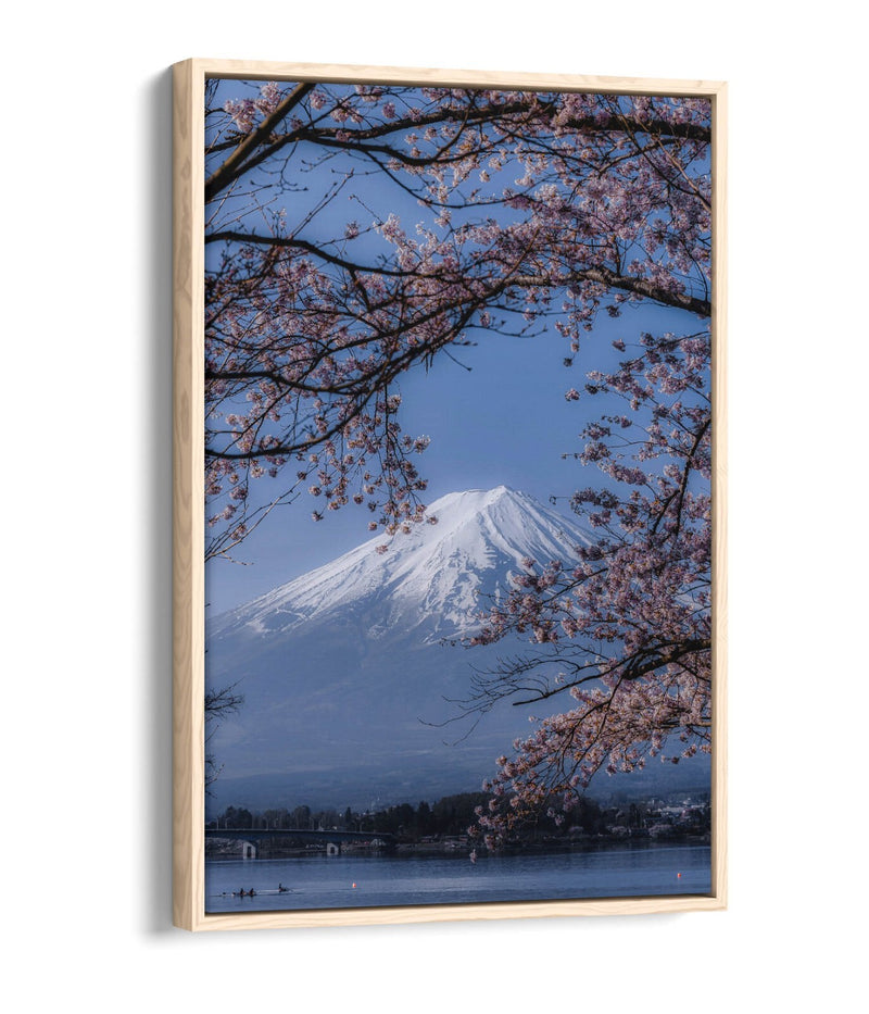 Mount Fuji Canvas Art – Cherry Blossom Wall Art with Float Effect Canvas Print
