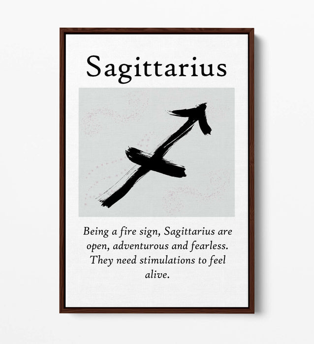 SAGITTARIUS STAR SIGN ZODIAC ASTROLOGY QUOTE -FLOAT EFFECT CANVAS WALL ART PRINT