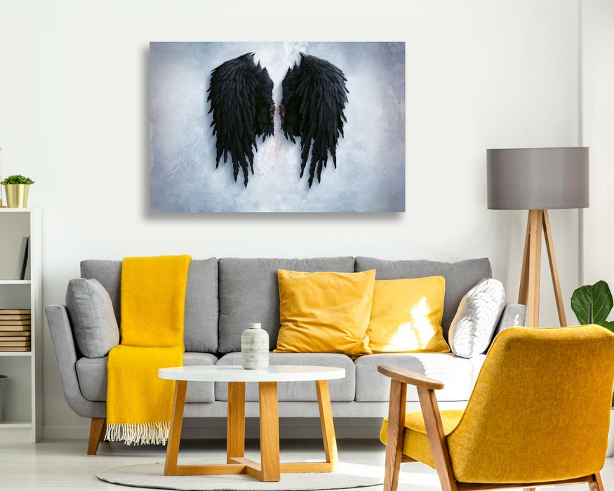 FALLEN BROKEN ANGEL WINGS BANKSY BLACK CANVAS STREET WALL ART PICTURE PRINT