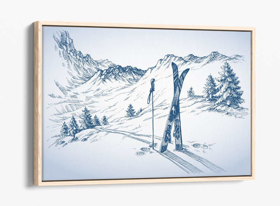 Canvas Wall Art – Winter Snow Ski Landscape | Float Effect Canvas Print