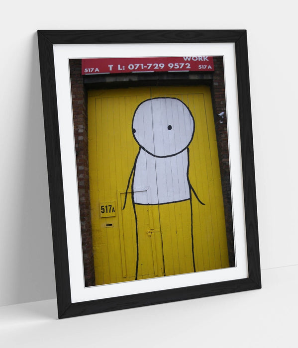 Stik Stick Man Poster – Framed Wall Art With Yellow Door Artwork & Urban Street Style
