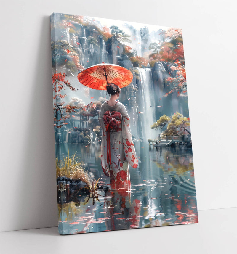 Geisha Canvas Wall Art – Premium Handmade Waterfall Home Decor Print