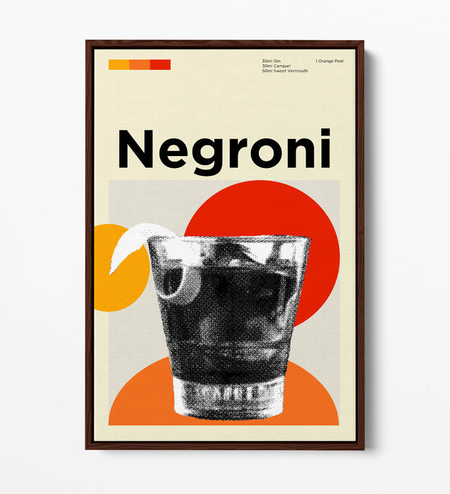 Negroni Cocktail Poster - Vibrant Canvas Wall Art | Funky Home Decor Print