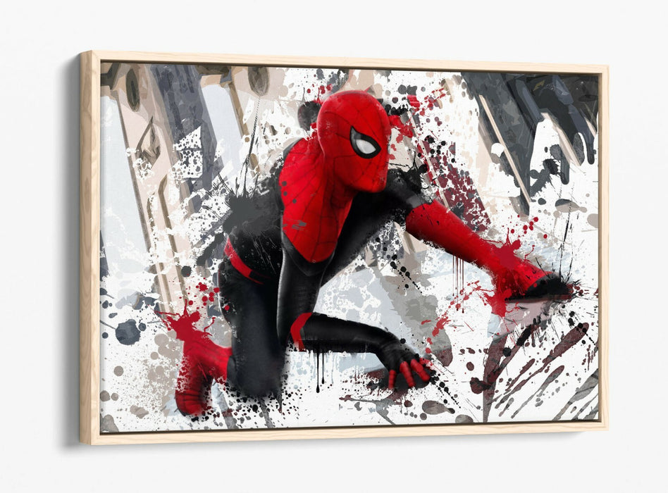 Spiderman Canvas Art - Marvel Float Effect Canvas Wall Decor | Red White Print