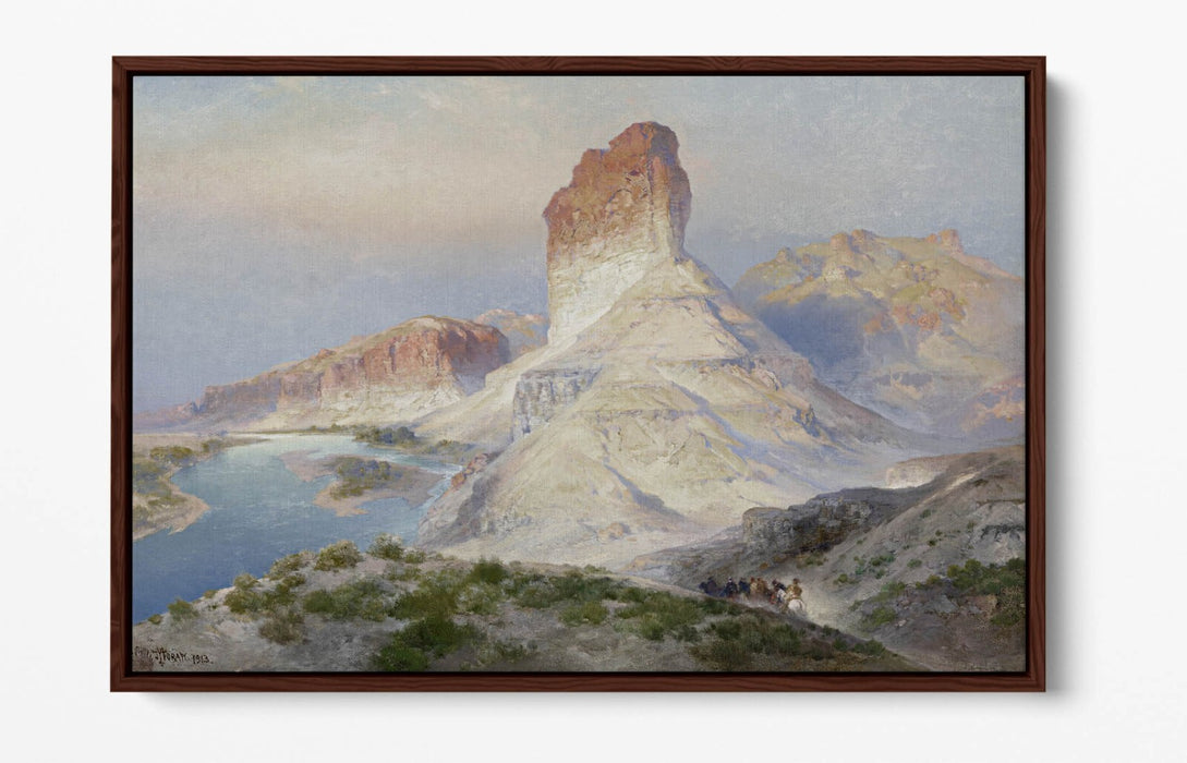 THOMAS MORAN, THE CASTLE ROCK GREEN RIVER-FLOAT EFFECT CANVAS WALL ART PIC PRINT