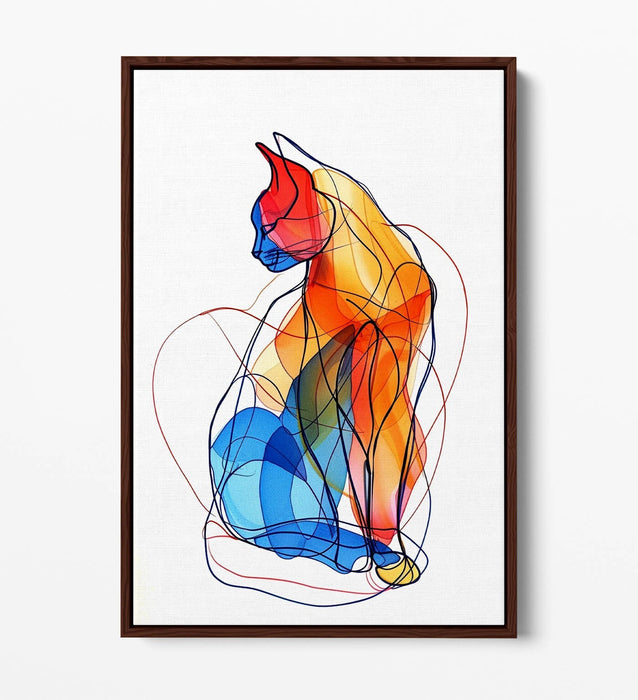 Abstract Cat Canvas - Handmade Float Effect Canvas Wall Art With Vibrant Color Print
