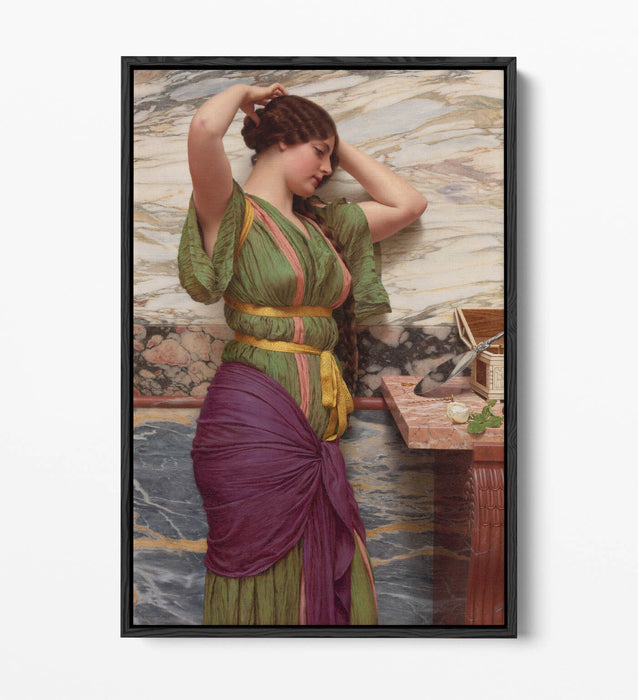 JOHN WILLIAM GODWARD, A FAIR REFLECTION -FLOAT EFFECT CANVAS WALL ART PRINT
