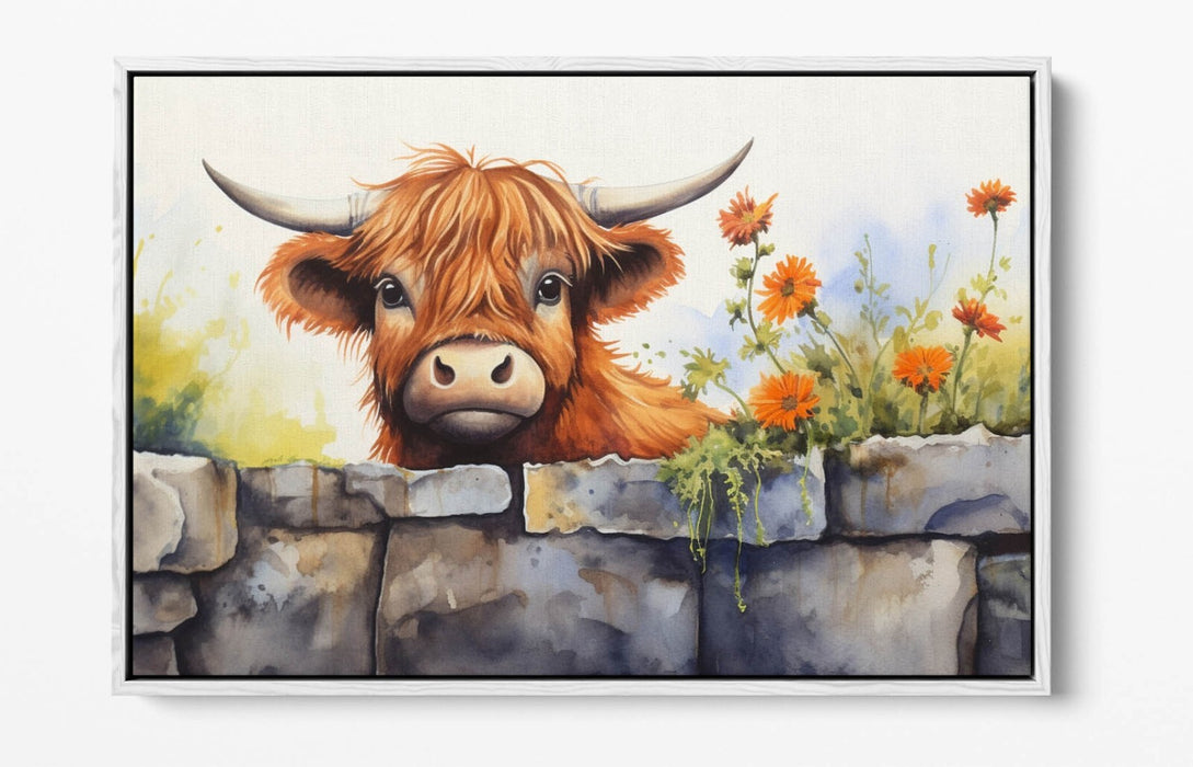 Highland Cow Canvas | Cute Animal Print Float Effect Wall Art - Handmade, Ready to Hang