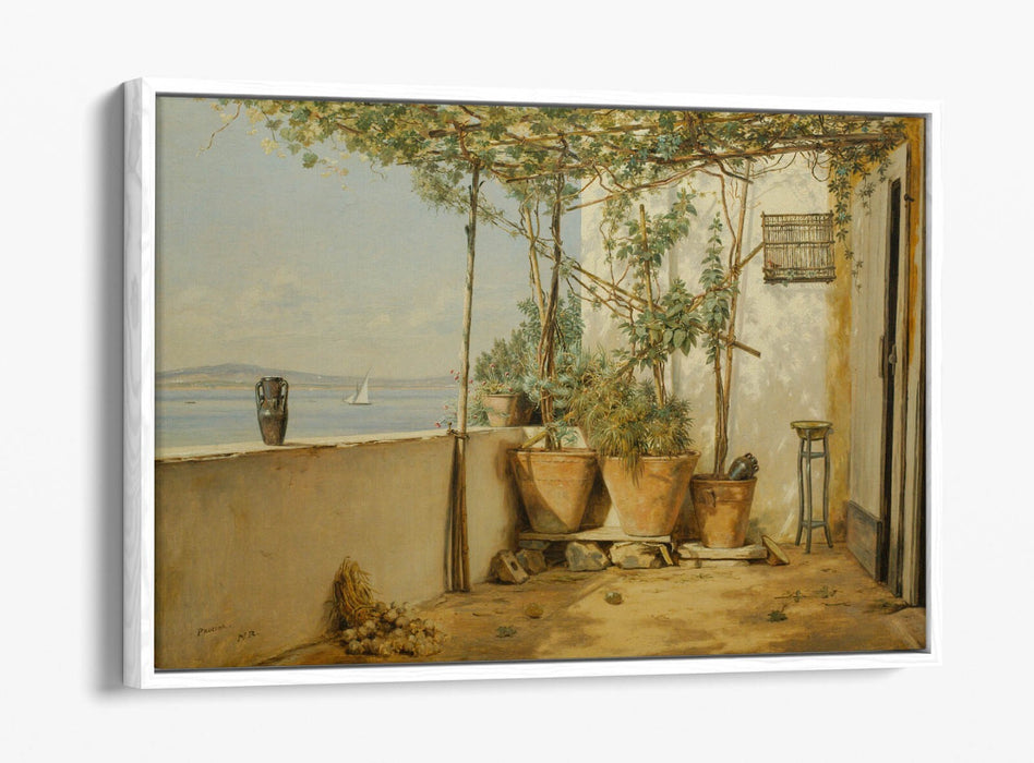 MARTINUS RORBYE, A LOGGIA FROM PROCIDA -FLOAT EFFECT CANVAS WALL ART PRINT